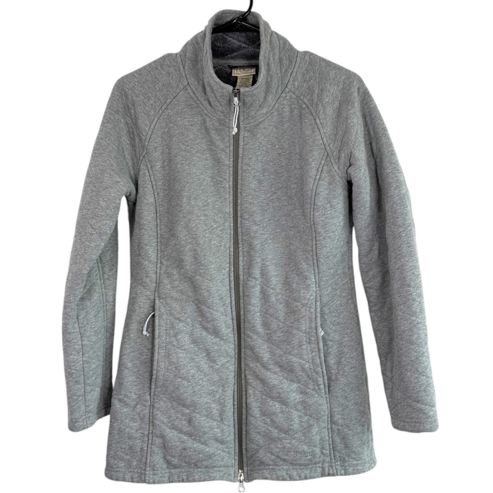 LL Bean Quilted Fleece Lined Jacket Sz XS Petite Full Zip Outdoor Hike Camp Cozy - Picture 2 of 10